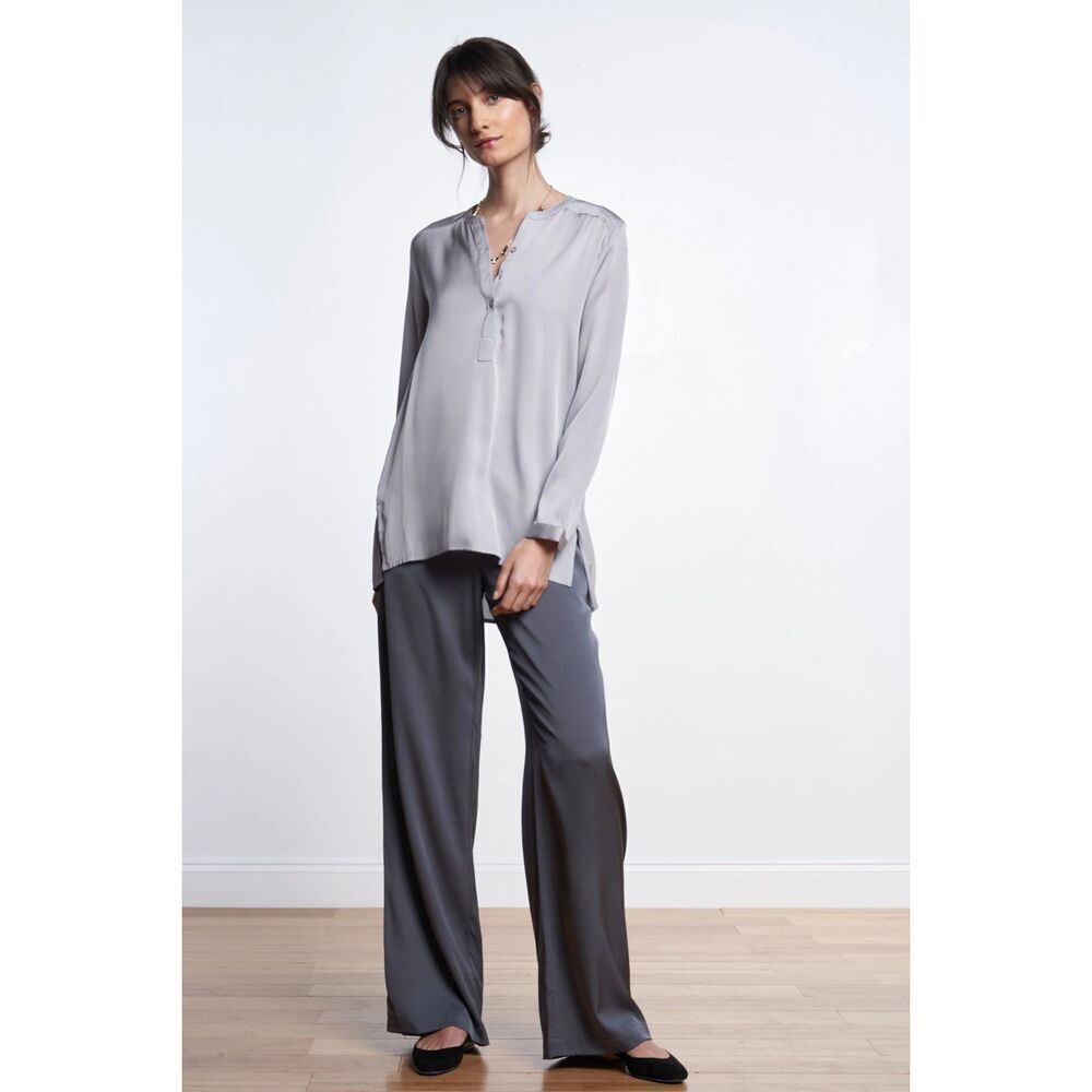 NWT Nouvelle Silk 95 Montenegro Tunic In Dolphin Grey Size Small
